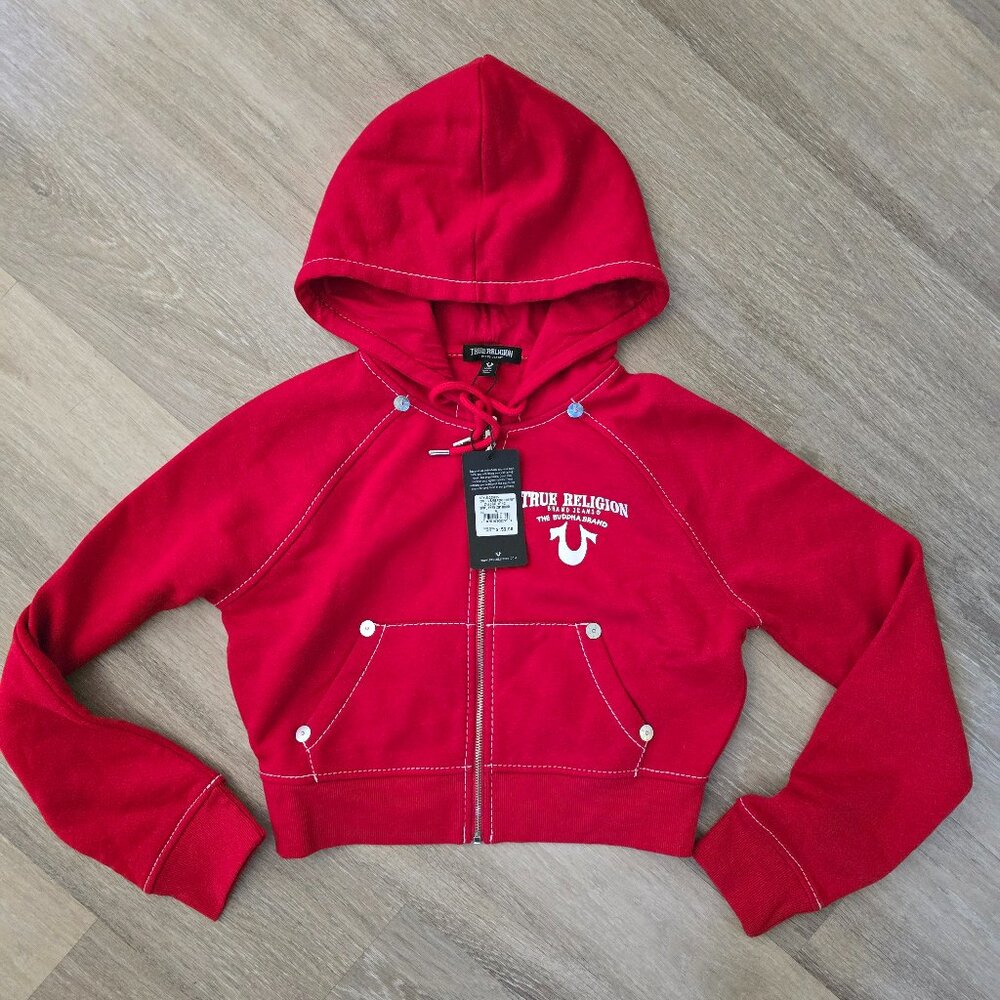 TRUE RELIGION Shrunken Crystal Wing Zip Hoodie - Multiple sizes - Picture 4 of 7